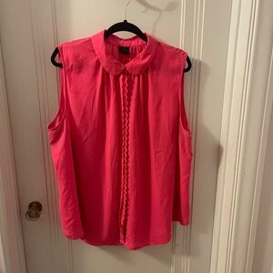 Worthington Sleeveless Scallop-Trim Button Front Top - Hot Pink
